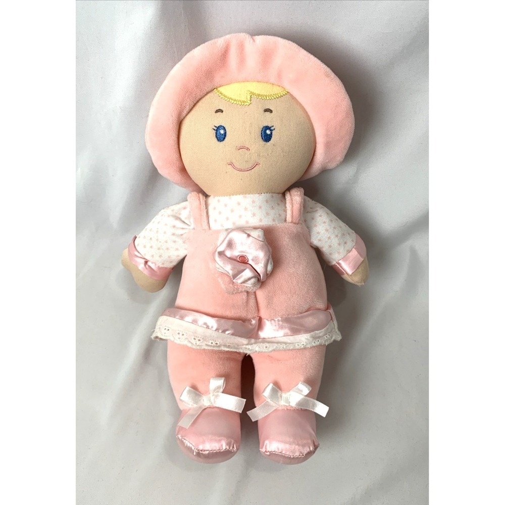 Kids Preferred Soft Doll Rattle Crinkly Plush Pink Outfit Yellow Hair 12"